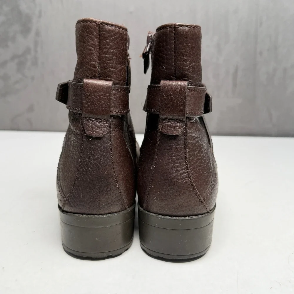 Cole Haan Ankle Boots Womens 6B Brown Waterproof Leather Buckle Grand.OS Comfort